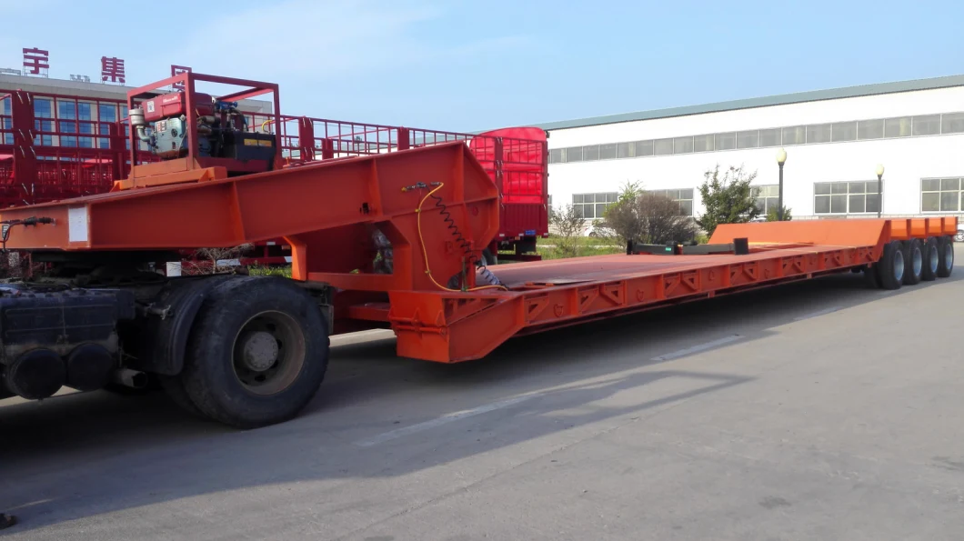 4 Axle Heavy Duty 100t Low Bed Semi Trailer Special Vehicle for Sino Truk Truck Head