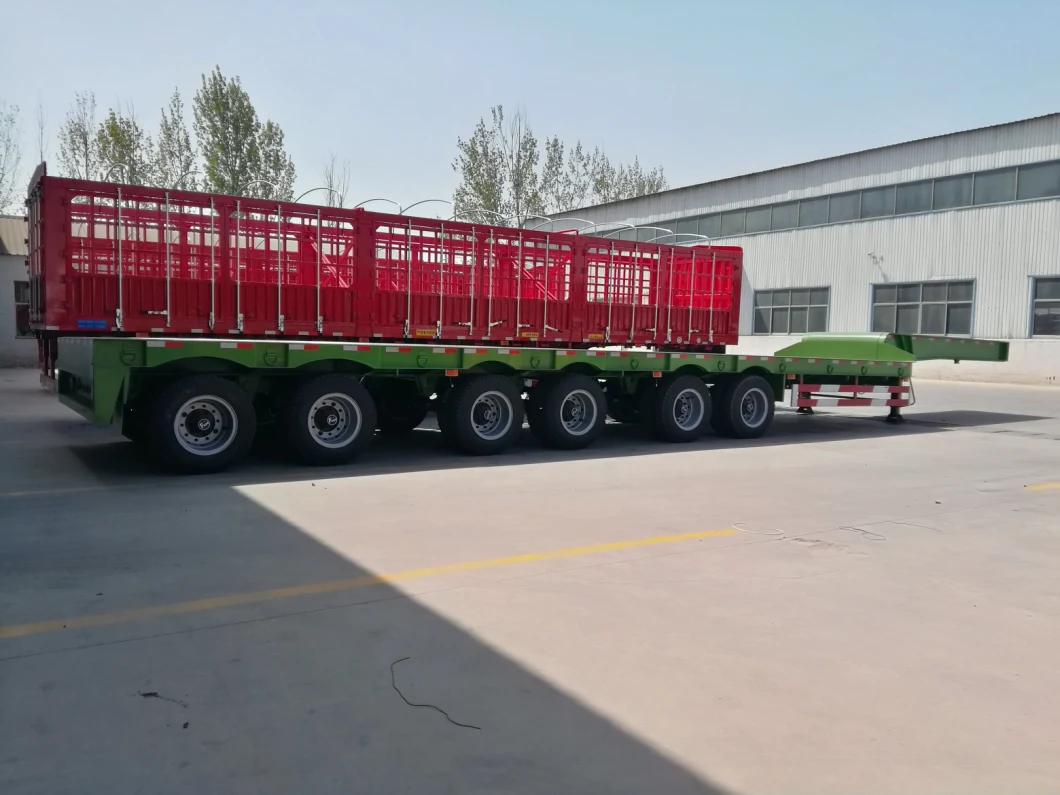 4 Axle Heavy Duty 100t Low Bed Semi Trailer Special Vehicle for Sino Truk Truck Head