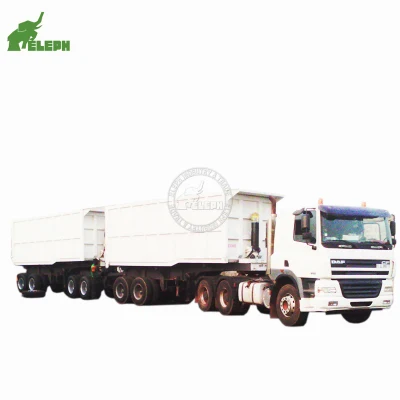 Tandem Tipping Hydraulic Transport Coal Sand Stone Rocks Dumper Semi Truck Trailers Long Vehicle